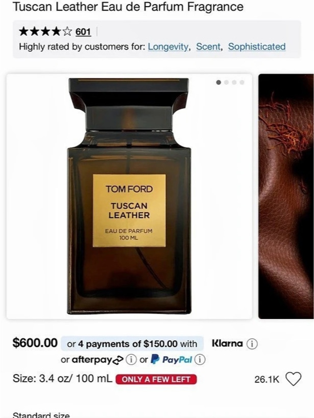 Tom Ford Tuscan Leather Eau de Parfum 3.4 oz Brown & Black NWT